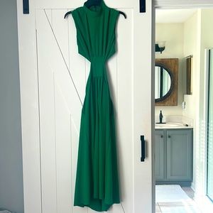 Long green  zip up cut out dress